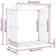vidaXL vidaxL Firewood Rack with Rain Cover 200x100x200 cm Galvanised Steel - 200 x 100 x 200 cm