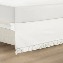 Lush Decor Boho Fringe 15-Inch Tailored Drop Easy Fit Bedskirt