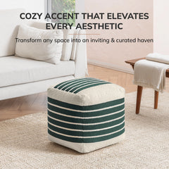 Jani 20-inch Ottoman Pouf - Handcrafted Handmade Ottoman for Seating, Footrest, Home Decor for Living Room, Bedroom