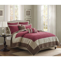 Madison Park Attingham 7 Piece Quilt Set with Euro Shams and Throw Pillows