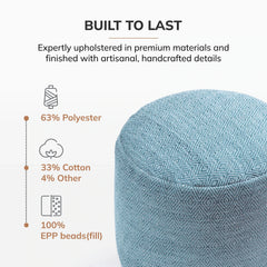 Jani 22-inch Terracotta Pouf - Handcrafted Handmade Round Ottoman for Seating, Footrest, Home Decor for Living Room, Bedroom