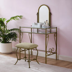 LinonLinon Angelica Glass-top Metal Vanity Set