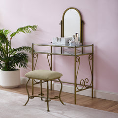 LinonLinon Angelica Glass-top Metal Vanity Set