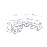 Modern U-Shaped 6-seat Corduroy Modular Sectional Sofa with 1 Ottoman