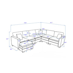 Modern U-Shaped 6-seat Corduroy Modular Sectional Sofa with 1 Ottoman