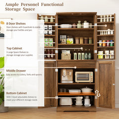 Farmhouse Kitchen Pantry Storage Cabinet with Door Shelves