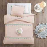 Intelligent Design Kids Tessa Tassel Comforter Set with Heart Shaped Throw Pillow