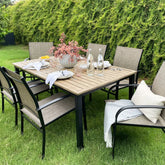 MAISON ARTS Outdoor Rectangle Teak Color Iron Dining Table