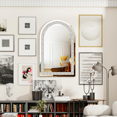 36" Crushed Diamond Decor Arch-Top Wall Mirror - 36"x24"