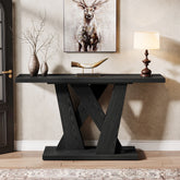 55'' Farmhouse Console Table, Wood Entryway Table with Geometric Base