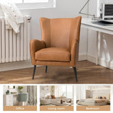 Invidiae Faux Leather Wingback Armchair with Nailhead and Metal Legs by HULALA HOME