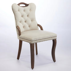 GDFStudio- Velvet Wing-Back Dining Chair with Handmade Tufted Trim & Curved Wood Legs, Set of 2