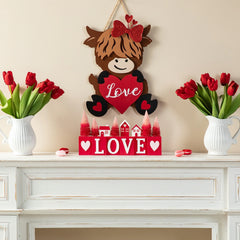 Glitzhome 14"L Valentine's/ Mardi Gras/ St. Patrick's Wooden House/Brush Trees Table Decor