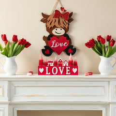 Glitzhome 14"L Valentine's/ Mardi Gras/ St. Patrick's Wooden House/Brush Trees Table Decor