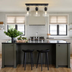 Industrial 3-Light Versatile Glass Island Semi Flush Mount Wall Light