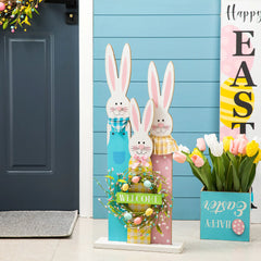 Glitzhome Easter Wooden Bunny Porch Decor Standing Rabbit Sign Decoration