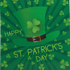 Leprechaun Hat "Happy St. Patrick's Day" Shamrocks Outdoor Garden Flag 18" x 12.5" - 18" x 12.5"