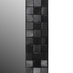 Recycled Acacia Mosaic Wood Black Rectangular Mirror by East at Main