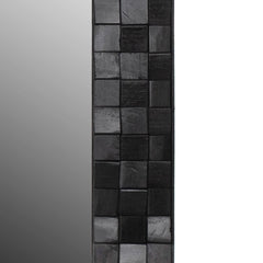 Recycled Acacia Mosaic Wood Black Rectangular Mirror by East at Main