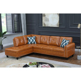 Faux Leather L - Shaped Sectional Set With Cup Holders 2pc