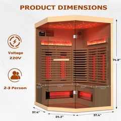Infrared Sauna up to 4 Person with 15 Minutes Warm-up Heater Tube & Carbon Plate