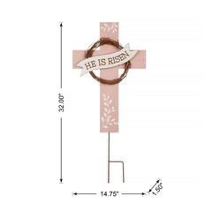 Glitzhome 32"H Easter Wooden Metal Cross Yard Stake Wall Decor