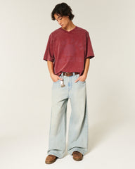 Heavyweight Baggy Crop Varsity Graphic Football Tee-washed burgundy