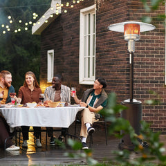 46,000 BTU Iron Propane Gas Patio Heater with Wheels and Cover