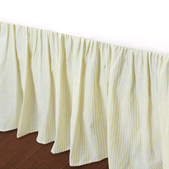 Cozy Line Golden Farmhouse Ticking Cotton Bed Skirt Cream Striped Ruffled Dust Ruffle, Tailored 16" Drop