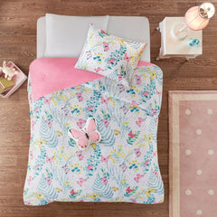 Intelligent Design Kids Cynthia Pink Printed Butterfly Comforter Set