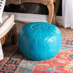 Nuloom Handmade Moroccan Leather Filled Ottoman Pouf