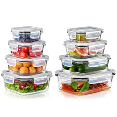 Sorbus Glass Food Storage Containers with Lids (16 Pcs)