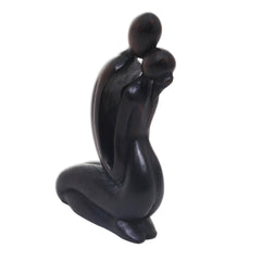 Handmade Wood Sculpture, 'The Kiss' (Indonesia) - 21.5 cm H x 12 cm W x 5 cm D
