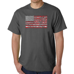 LA Pop Art Men's Word Art T-shirt - Fireworks American Flag