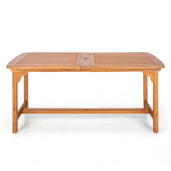 MAISON ARTS Patio Solid Acacia Wood Expandable Dining Table for 6/8 People