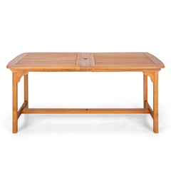 MAISON ARTS Patio Solid Acacia Wood Expandable Dining Table for 6/8 People