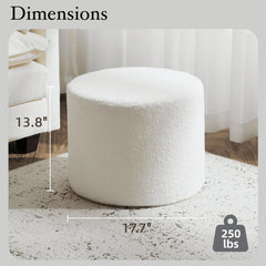 Bezseller Soft Boucle Pouf Ottoman, Comfortable Foot Rest, Full Foam Filling Footstool for Living Room, Bedroom