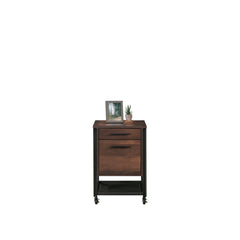 Wood Pedestal File Cabinet with Large Drawers, Antique Dark Oak