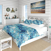 Designart "Ocean Blue Mosaic Turquoise" Blue Tropical - Bedding Set With Shams
