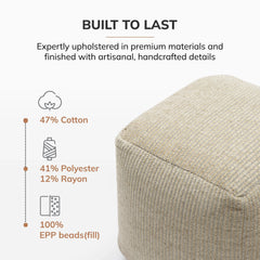 Jani 20-inch Ottoman Pouf - Handcrafted Handmade Ottoman for Seating, Footrest, Home Decor for Living Room, Bedroom