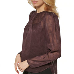 DKNY Semi-Sheer Puff Sleeve Blouse