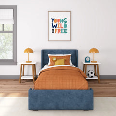 Max and Lily Twin-Size Upholstered Bed with Rectangular Headboard