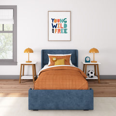 Max and Lily Twin-Size Upholstered Bed with Rectangular Headboard
