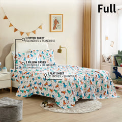 HLC.ME Printed Kids Bed Sheets - Patterned Bed Sheet Set - Wrinkle Resistant & Ultra Soft - For Mattresses up to 15 Inches Deep
