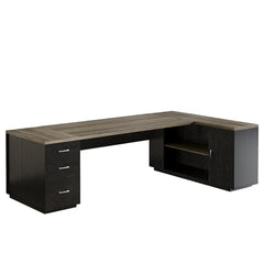 86'' L-Shaped Corner Executive Desk with File Drawers for Home Office