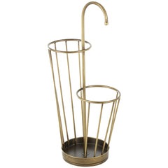 Metal Geometric 2 Section Umbrella Stand with Umbrella Shaped Handle - Gold or Black - Roche River Decor
