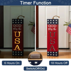 Glitzhome 24.75"H Lighted Patriotic/ Americana Wooden Firecracker Porch Decor