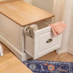 Linon Ame Walnut Backless Nook Table Set