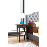 Modern 28-in Metal Hand Holder Single-Drawer Wood Tall Nightstand with Shelf