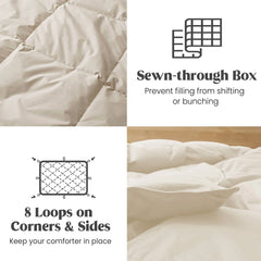 All Season 100% Organic Cotton Down Breathable Duvet Insert Medium Warmth Comforter